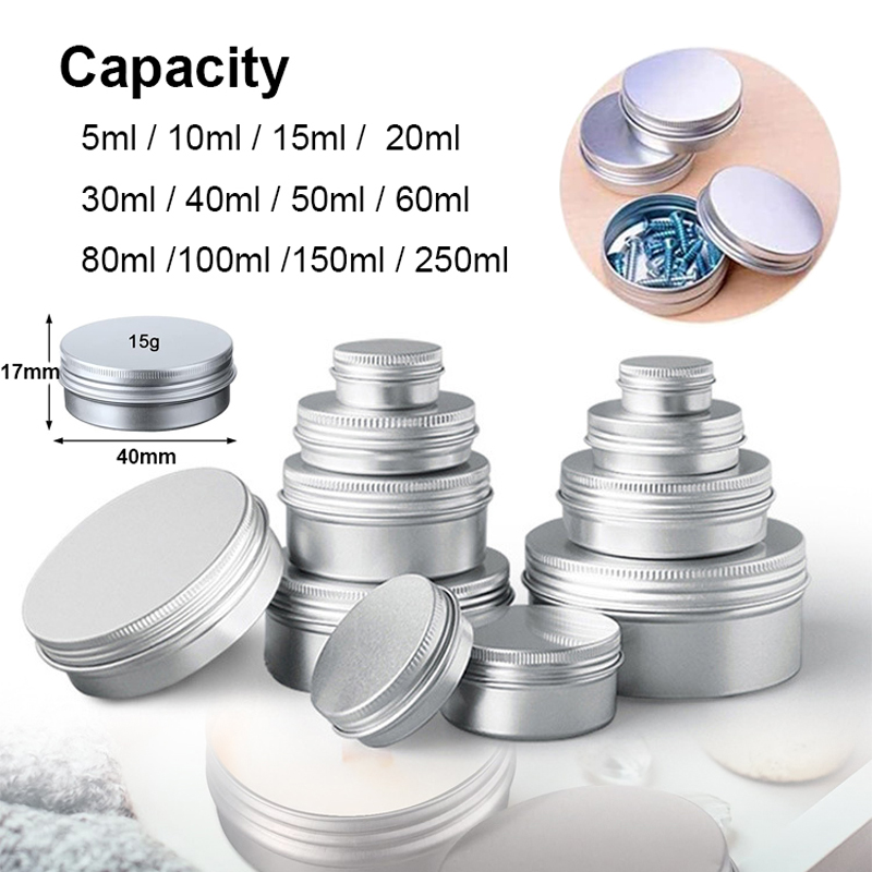 Candle Making Glass Jars - 1/5/10pcs 5-250ml Empty Silver Aluminum Tins