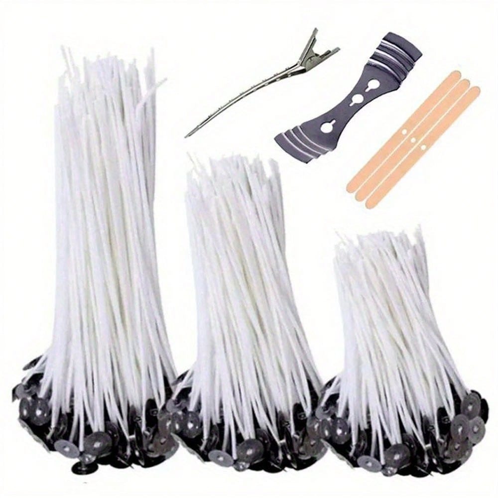 Candle Making Glass Jars - 100pcs Candle Wick with Base Set