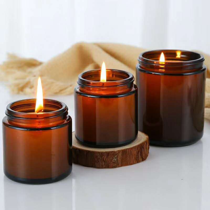 Candle Making Glass Jars - 6pc 100/250ml Amber Glass Candle Jars