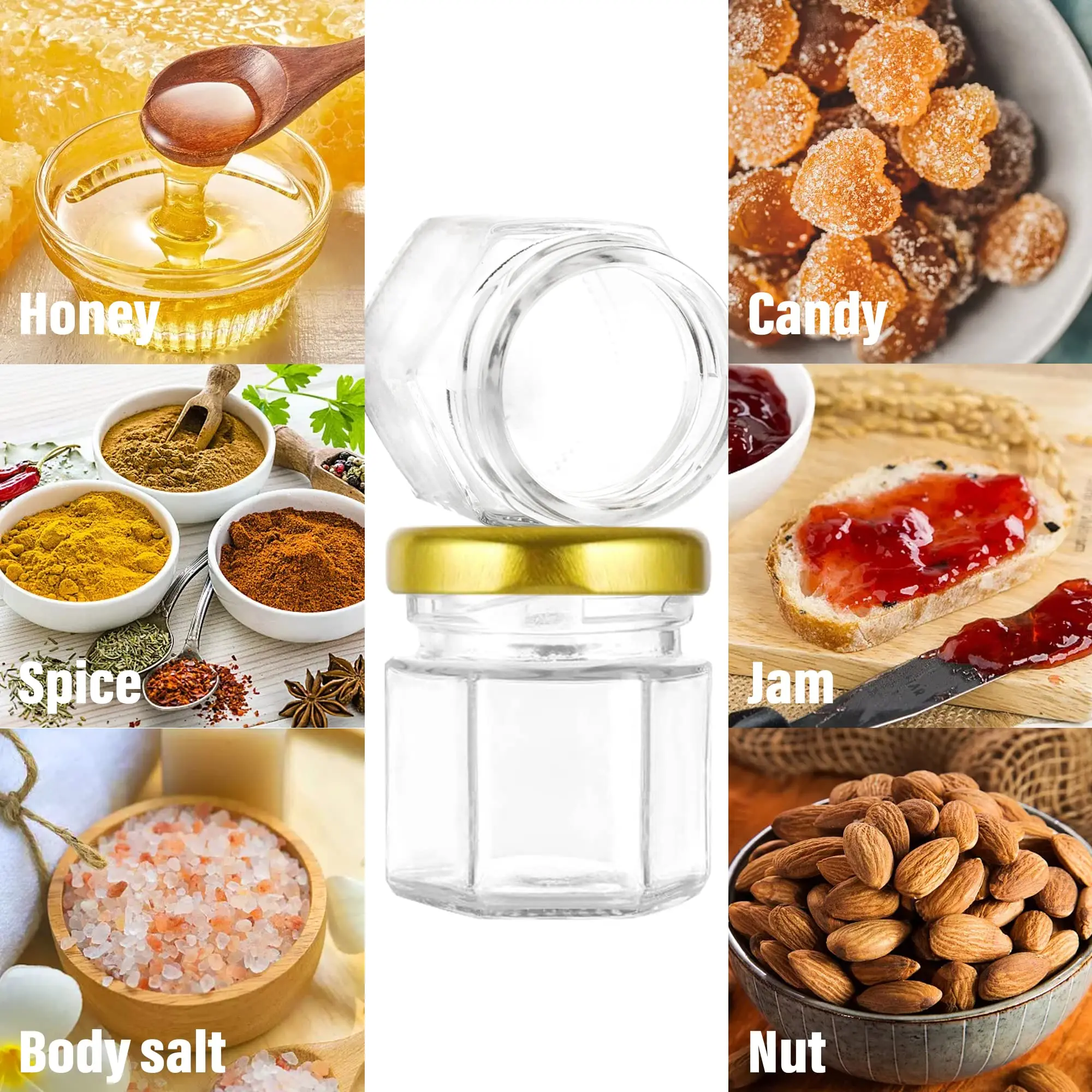 1.5Oz Hexagon Mini Glass Honey - огляд і ціна Candle Making Glass Jars