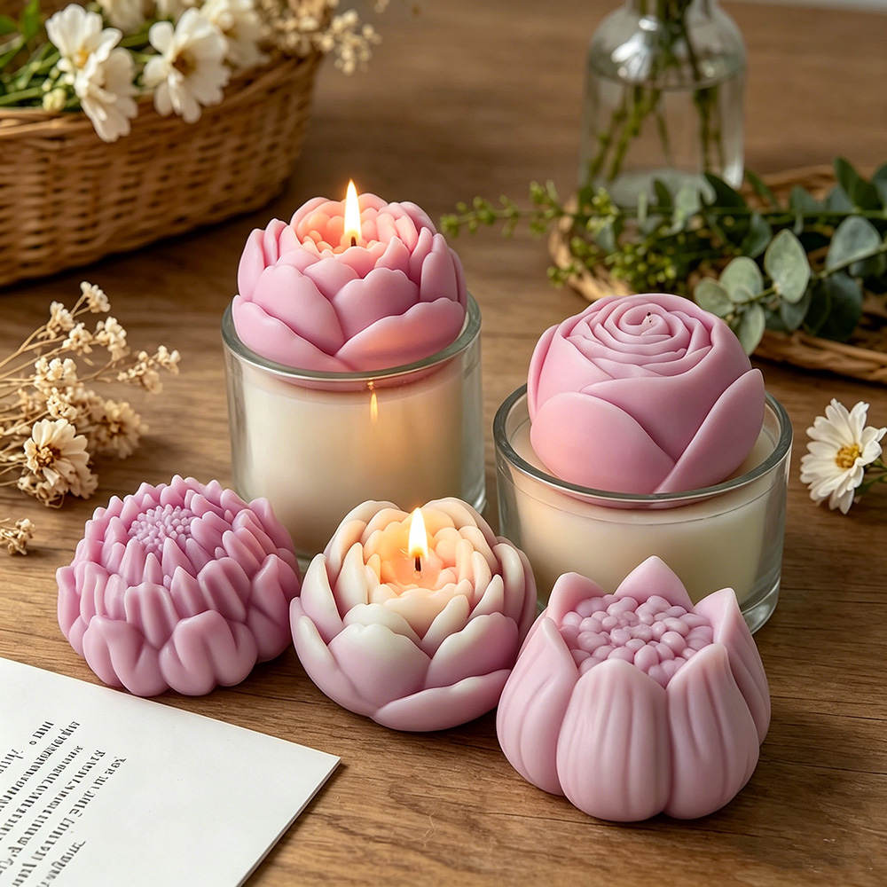 3D Flower Silicone Mold Peony  - огляд і ціна Candle Making Course