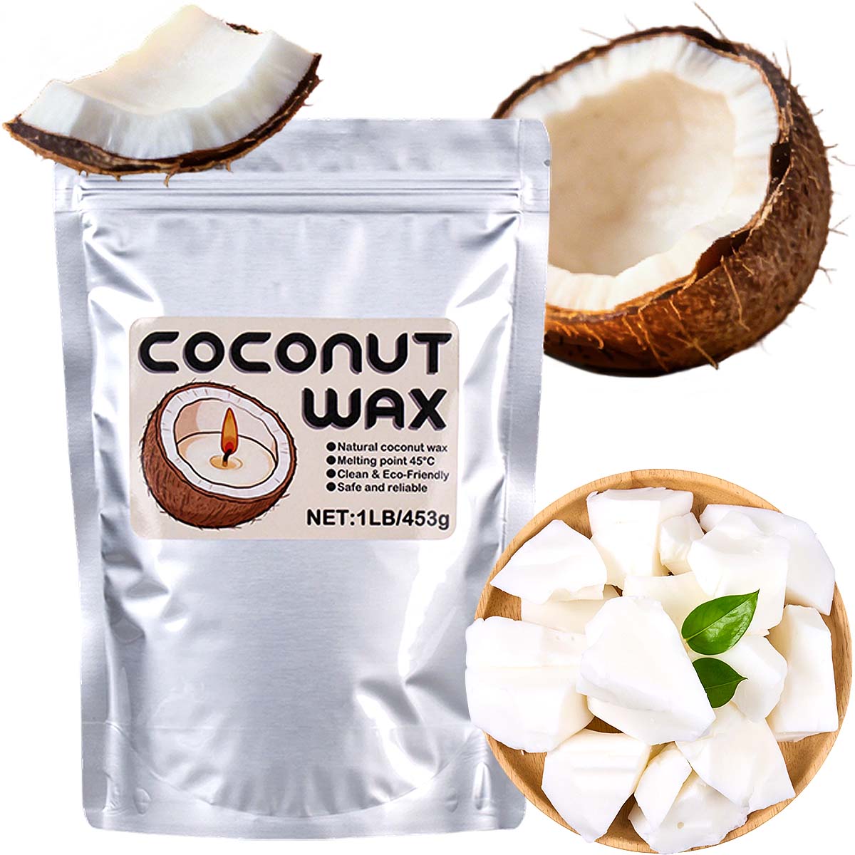 1LB White Coconut Wax Natural  - огляд і ціна Coconut Wax Flake